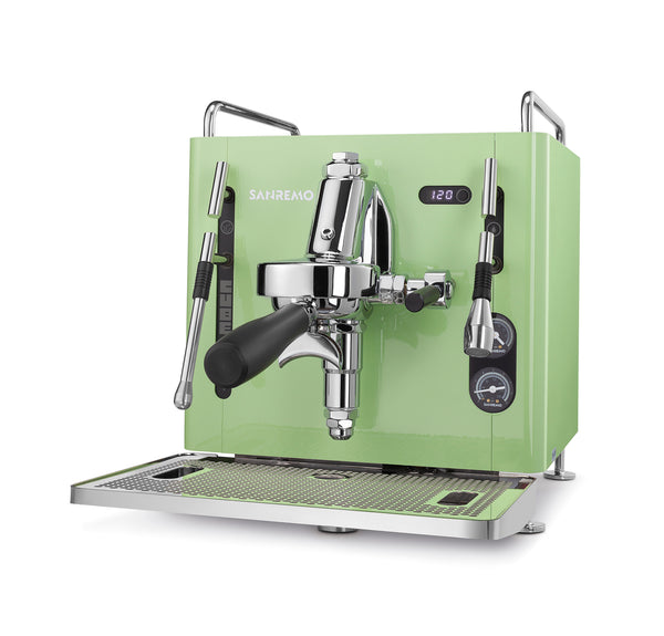 SANREMO Cube R Green Bundle with Sanremo AllGround coffee grinder