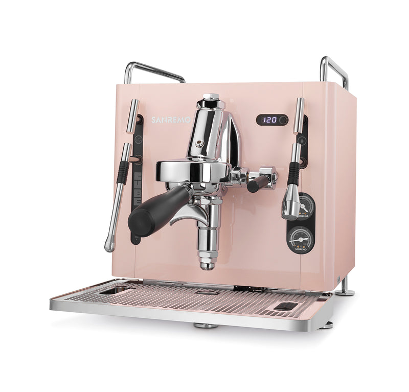 SANREMO Cube R Pink Bundle with Sanremo AllGround coffee grinder