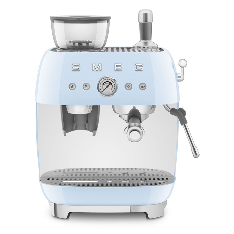 Smeg espressomachine met pastelblauwe molen EGF03PBEU