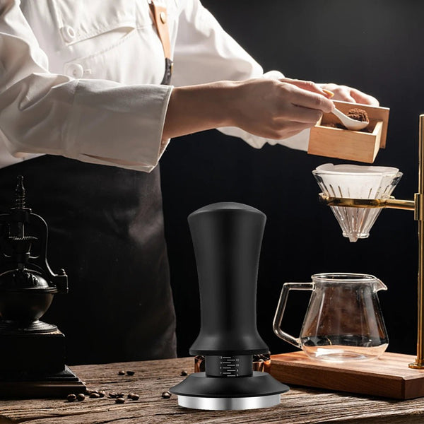 The bean fee tamper can be adjusted to regulate the pressure