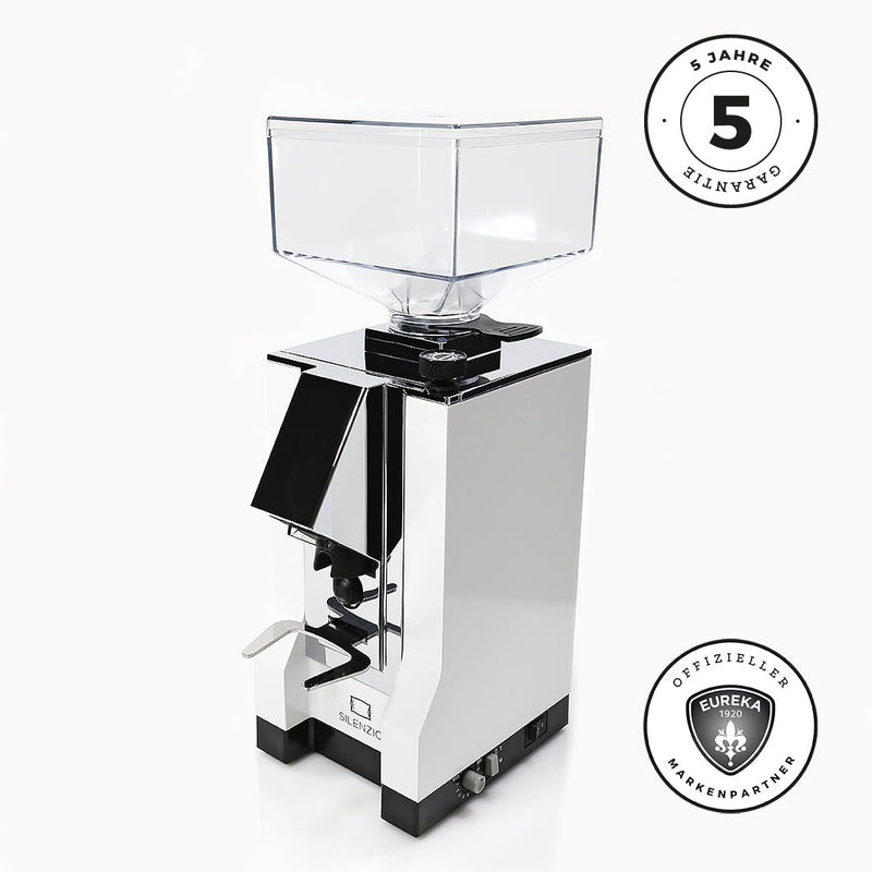 Eureka MIGNON SILENZIO Espresso Grinder - Blanco 16CR - Temporizador - 5 años de garantía