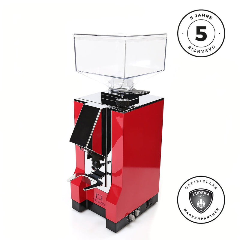 Eureka MIGNON SILENZIO Espresso Grinder - Rojo 16CR - Temporizador - 5 años Grarantie