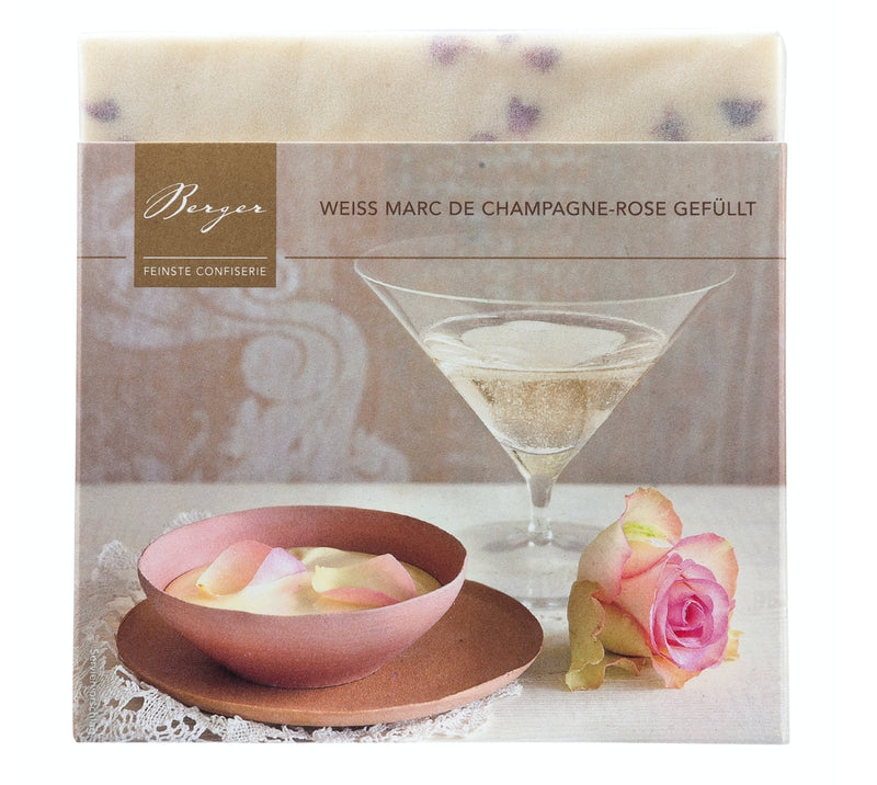 Berger witte chocolade Marc de Champagne Rose gevuld (100g)