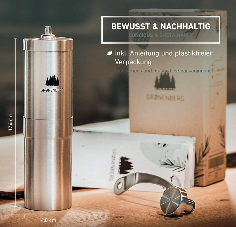 Groenenberg manual coffee grinder made of stainless steel | with ceramic grinder & stepless adjustment