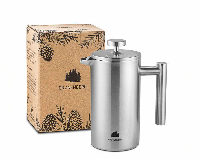 Coffret cadeau filtre : moulin à café manuel + cafetière à piston (3 tailles au choix)