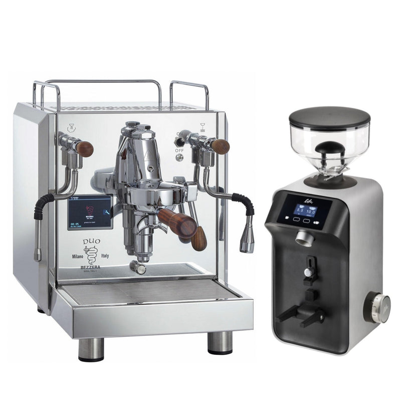 Bezzera Duo MN with Life by Ceado coffee grinder in different colors